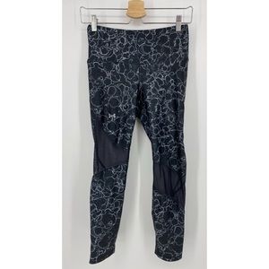 Under Armour Green Black HeatGear Ankle Cropped Athletic Leggings